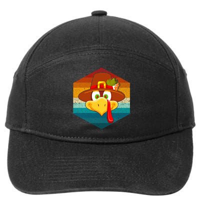 Turkey Face With Retro Vintage Background For Thanksgiving  7-Panel Snapback Hat