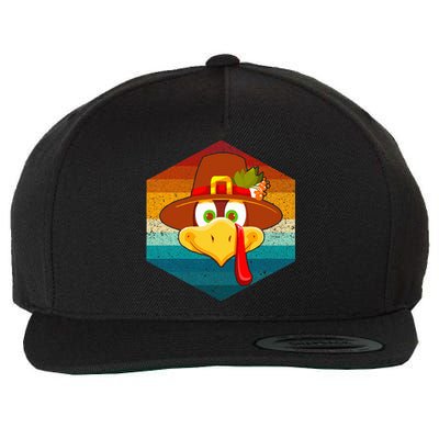 Turkey Face With Retro Vintage Background For Thanksgiving  Wool Snapback Cap