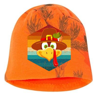 Turkey Face With Retro Vintage Background For Thanksgiving  Kati - Camo Knit Beanie