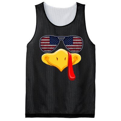 Turkey Face with Glasses Vintage Usa Flag for Thanksgiving  Mesh Reversible Basketball Jersey Tank