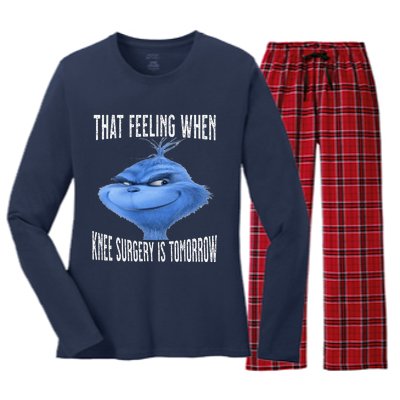 That Feeling When Knee Surgery Is Tomorrow Funny Meme Women's Long Sleeve Flannel Pajama Set 