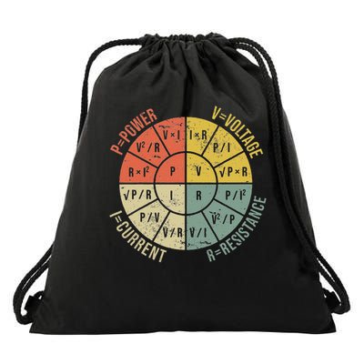 The Formula Wheel Of Electrical Engineering Retro Ohms Law Drawstring Bag