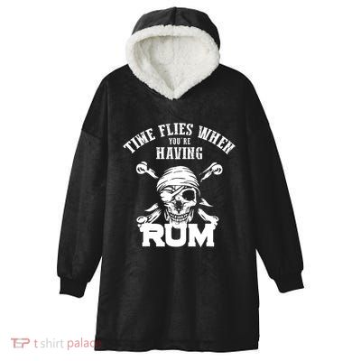 Time Flies When YouRe Having Rum Rum Drinkers Hooded Wearable Blanket