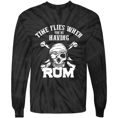 Time Flies When YouRe Having Rum Rum Drinkers Tie-Dye Long Sleeve Shirt