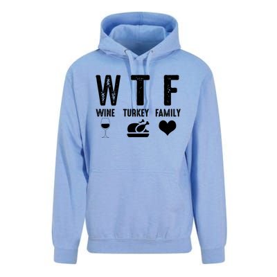 Thanksgiving Funny Wtf Wine Turkey Family Gift Unisex Surf Hoodie