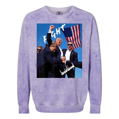 Trump Fight With Fist In Air Facsimile Signature Colorblast Crewneck Sweatshirt