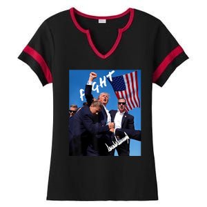 Trump Fight With Fist In Air Facsimile Signature Ladies Halftime Notch Neck Tee