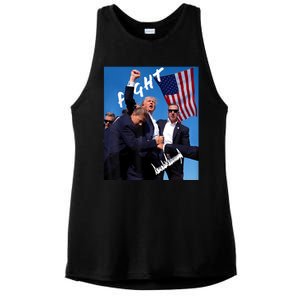 Trump Fight With Fist In Air Facsimile Signature Ladies PosiCharge Tri-Blend Wicking Tank