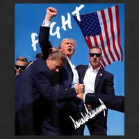 Trump Fight With Fist In Air Facsimile Signature 7 Panel Mesh Trucker Snapback Hat