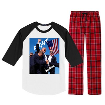 Trump Fight With Fist In Air Facsimile Signature Raglan Sleeve Pajama Set