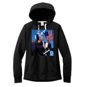 Trump Fight With Fist In Air Facsimile Signature Women's Fleece Hoodie