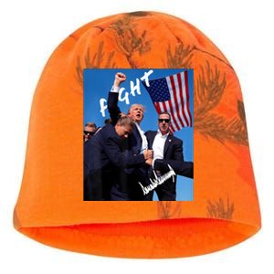 Trump Fight With Fist In Air Facsimile Signature Kati - Camo Knit Beanie