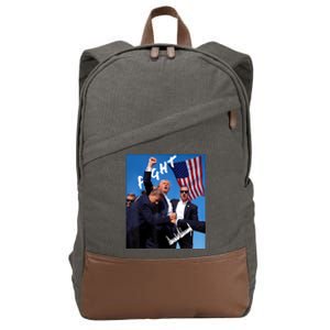 Trump Fight With Fist In Air Facsimile Signature Cotton Canvas Backpack