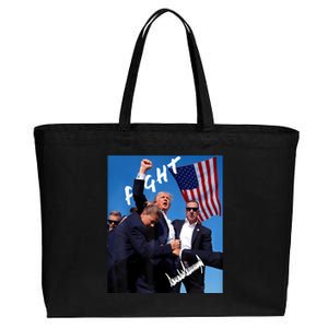 Trump Fight With Fist In Air Facsimile Signature Cotton Canvas Jumbo Tote