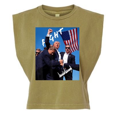 Trump Fight With Fist In Air Facsimile Signature Garment-Dyed Women's Muscle Tee