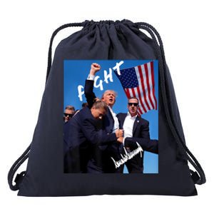 Trump Fight With Fist In Air Facsimile Signature Drawstring Bag