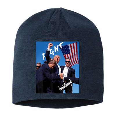 Trump Fight With Fist In Air Facsimile Signature Sustainable Beanie