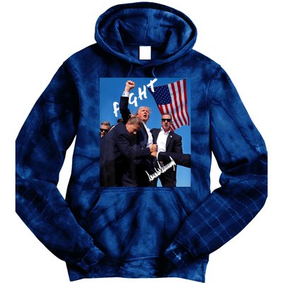 Trump Fight With Fist In Air Facsimile Signature Tie Dye Hoodie