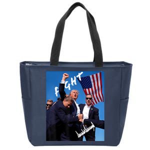 Trump Fight With Fist In Air Facsimile Signature Zip Tote Bag