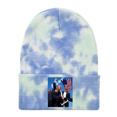 Trump Fight With Fist In Air Facsimile Signature Tie Dye 12in Knit Beanie