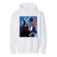 Trump Fight With Fist In Air Facsimile Signature Garment-Dyed Fleece Hoodie