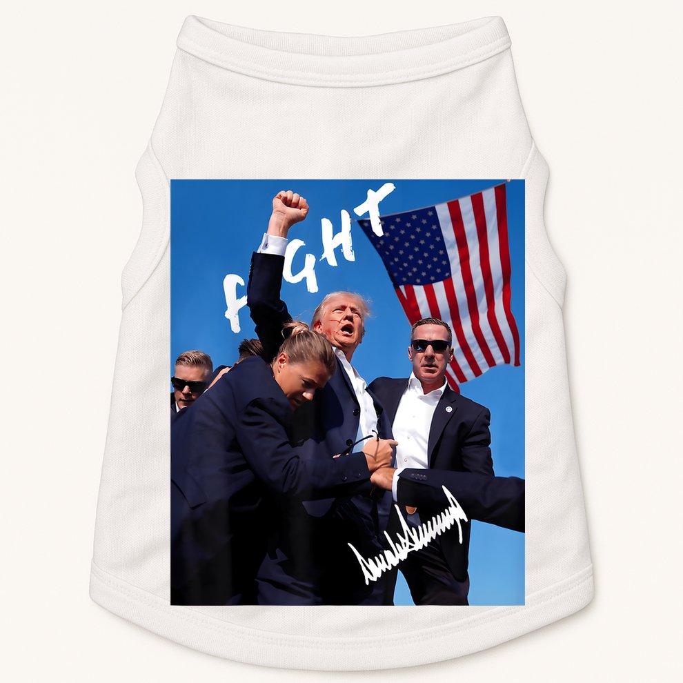 Trump Fight With Fist In Air Facsimile Signature Doggie Tank