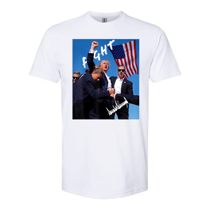 Trump Fight With Fist In Air Facsimile Signature Softstyle CVC T-Shirt