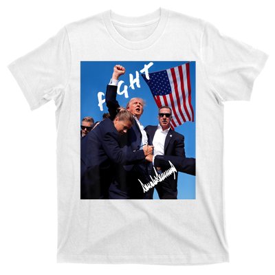 Trump Fight With Fist In Air Facsimile Signature T-Shirt