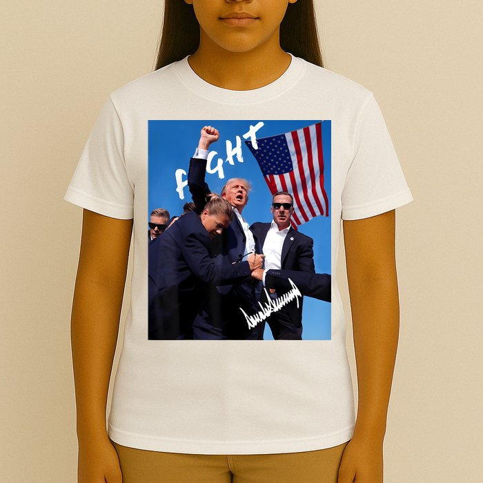 Trump Fight With Fist In Air Facsimile Signature T-Shirt