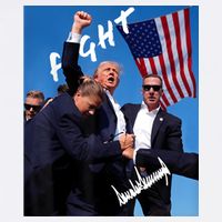 Trump Fight With Fist In Air Facsimile Signature T-Shirt
