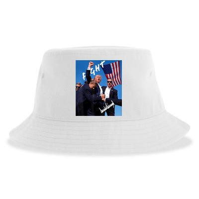 Trump Fight With Fist In Air Facsimile Signature Sustainable Bucket Hat