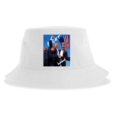 Trump Fight With Fist In Air Facsimile Signature Sustainable Bucket Hat