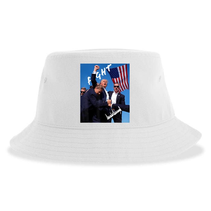 Trump Fight With Fist In Air Facsimile Signature Sustainable Bucket Hat