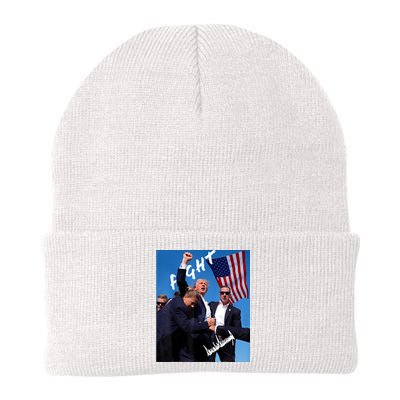 Trump Fight With Fist In Air Facsimile Signature Beanie