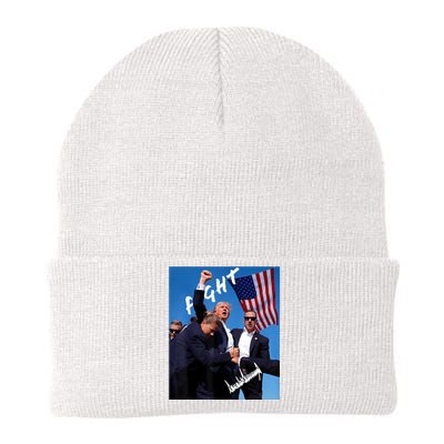 Trump Fight With Fist In Air Facsimile Signature Knit Cap Winter Beanie