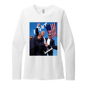 Trump Fight With Fist In Air Facsimile Signature Womens CVC Long Sleeve Shirt