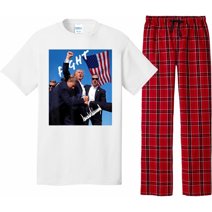 Trump Fight With Fist In Air Facsimile Signature Pajama Set