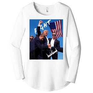 Trump Fight With Fist In Air Facsimile Signature Women's Perfect Tri Tunic Long Sleeve Shirt