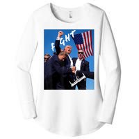 Trump Fight With Fist In Air Facsimile Signature Women's Perfect Tri Tunic Long Sleeve Shirt