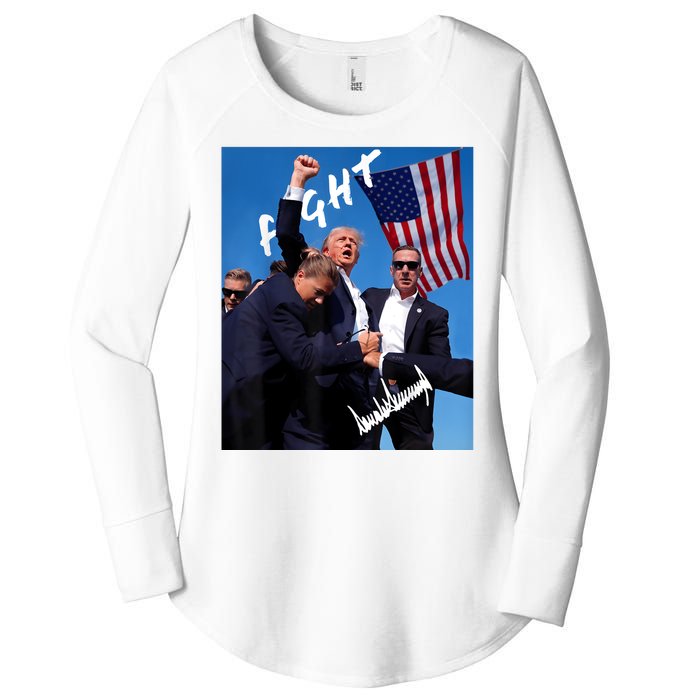 Trump Fight With Fist In Air Facsimile Signature Women's Perfect Tri Tunic Long Sleeve Shirt