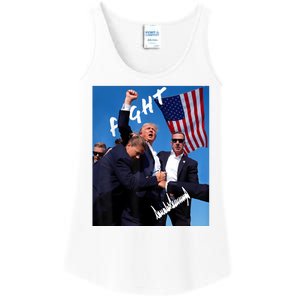 Trump Fight With Fist In Air Facsimile Signature Ladies Essential Tank