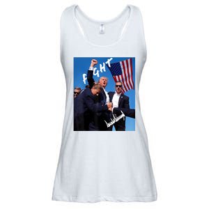 Trump Fight With Fist In Air Facsimile Signature Ladies Essential Flowy Tank