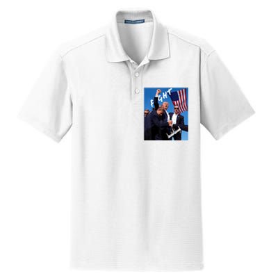 Trump Fight With Fist In Air Facsimile Signature Dry Zone Grid Polo