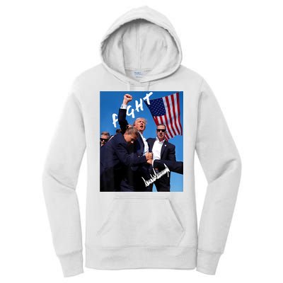 Trump Fight With Fist In Air Facsimile Signature Women's Pullover Hoodie