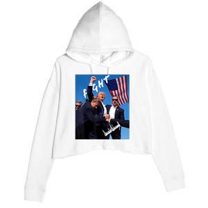 Trump Fight With Fist In Air Facsimile Signature Crop Fleece Hoodie