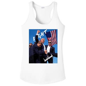 Trump Fight With Fist In Air Facsimile Signature Ladies PosiCharge Competitor Racerback Tank