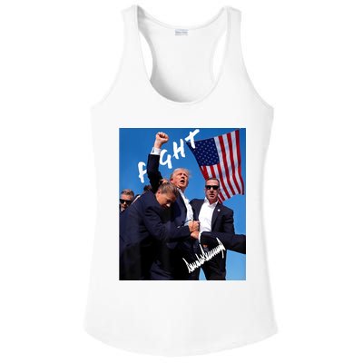 Trump Fight With Fist In Air Facsimile Signature Ladies PosiCharge Competitor Racerback Tank