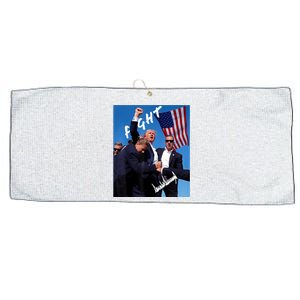 Trump Fight With Fist In Air Facsimile Signature Large Microfiber Waffle Golf Towel