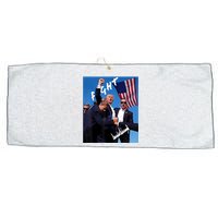 Trump Fight With Fist In Air Facsimile Signature Large Microfiber Waffle Golf Towel