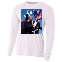 Trump Fight With Fist In Air Facsimile Signature Cooling Performance Long Sleeve Crew